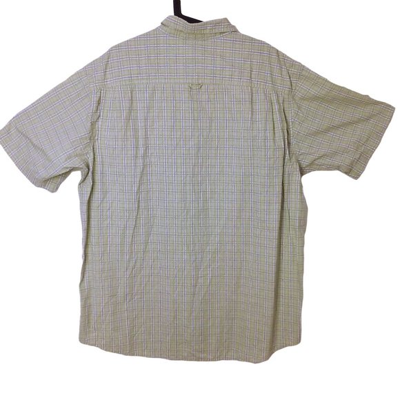 Vintage 90s Columbia Sport PFG Shirt OmniShade -XL Pockets Vented Plaid Green - Picture 7 of 10